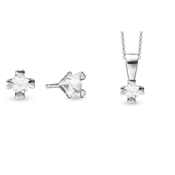 14 kt hvidguld smykkesæt, Mary serien by Aagaard med ialt 2,25 ct labgrown diamanter